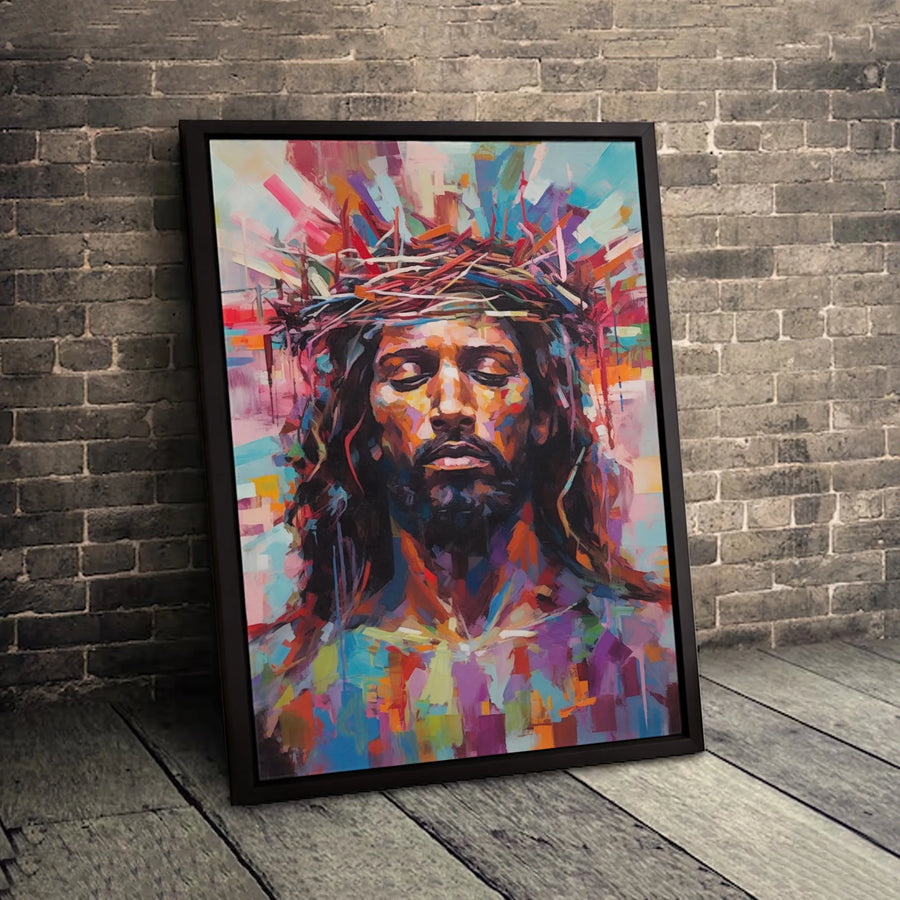 Jesus Christ Canvas Print | Abstract Crown Of Thorns Art | Premium Fade-Resistant Gallery Wrap | Religious Home Decor Gift