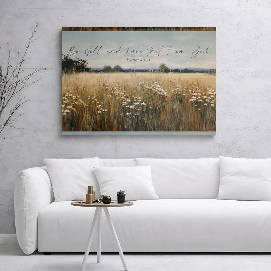 Psalm 46:10 Wall Art | Be Still and Know Canvas Print | Christian Home Decor Landscape | Faith-Inspired Housewarming Gift