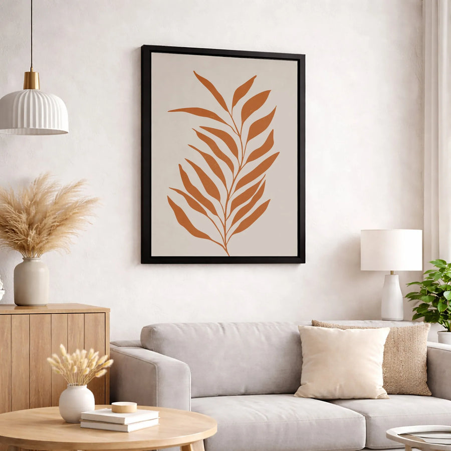 Boho Botanical Leaf Canvas Wall Art | Minimalist Terracotta Plant Print | Premium Gallery-Wrapped Gallery Quality | Modern Home Decor Gift