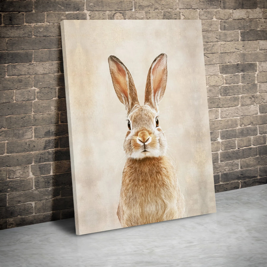 Brown Rabbit Portrait Wall Art | Realistic Animal Print | Premium Gallery Canvas | Farmhouse Nursery Decor Gift