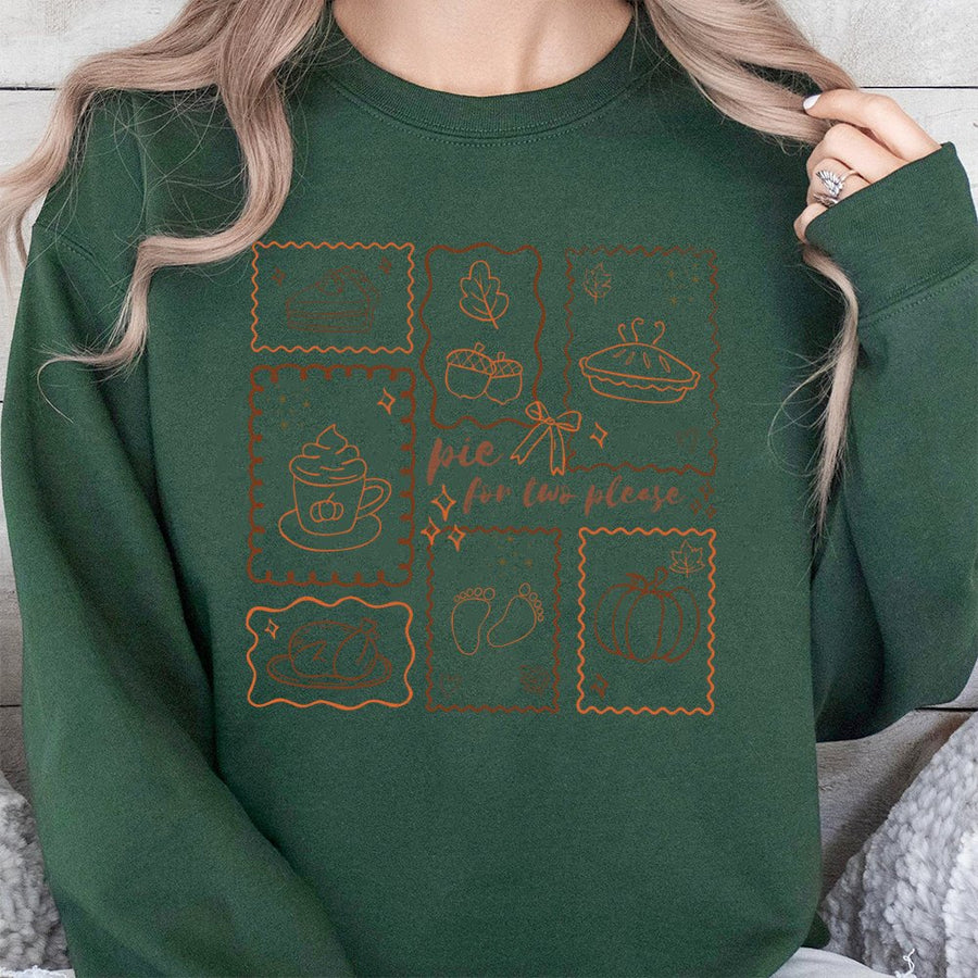 Pie For Two Please Pregnancy Announcement Sweatshirt | Thanksgiving Baby Reveal Graphic | Cotton Blend Unisex Pullover | Fall Holiday Gift For Mom