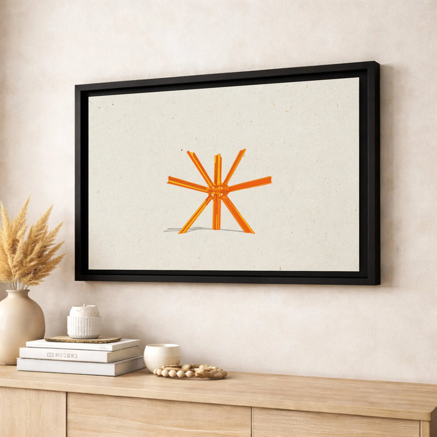 Abstract Geometric Starburst Canvas | Minimalist Orange Asterisk Art | Premium 1.25-Inch Gallery Wrap | Modern Home Office Decor Wall Print