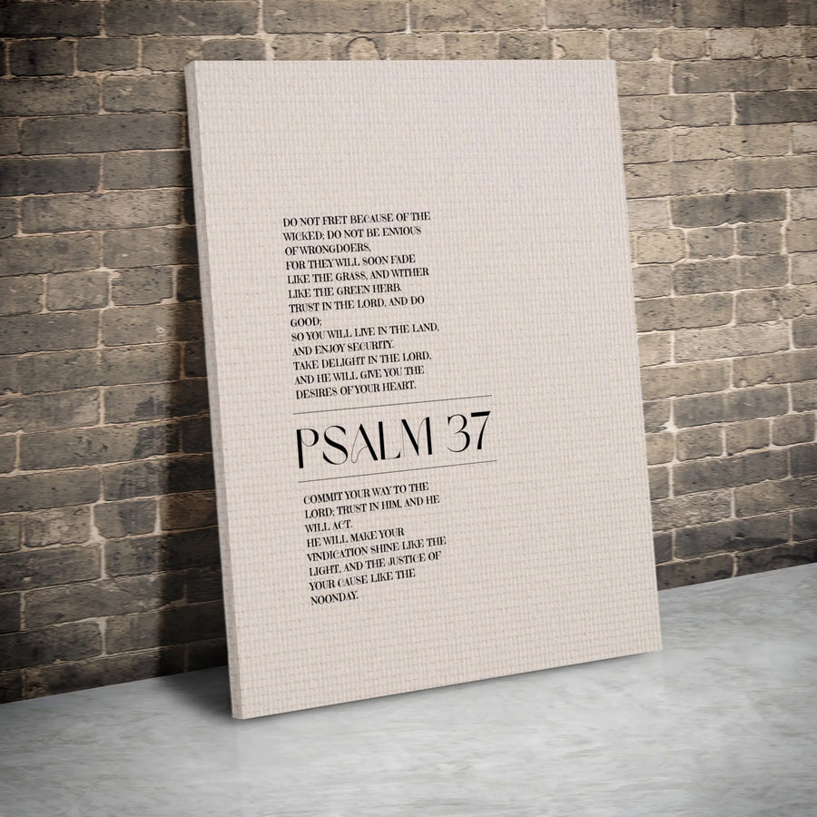 Psalm 37 Bible Verse Wall Art | Modern Scripture Typography Decor | Premium Gallery-Wrapped Canvas | Christian Home Gift for Faith