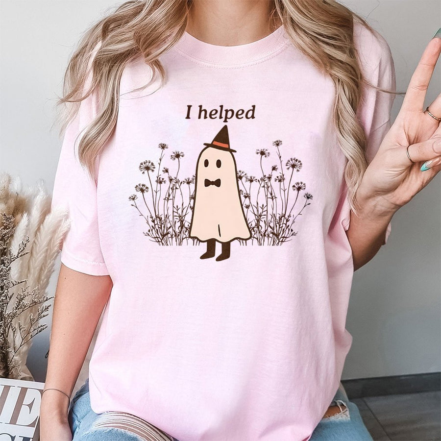 I Helped Ghost Halloween T-Shirt | Funny Pregnancy Announcement Shirt | Soft Cotton Premium Quality | Matching Gift for Expecting Parents