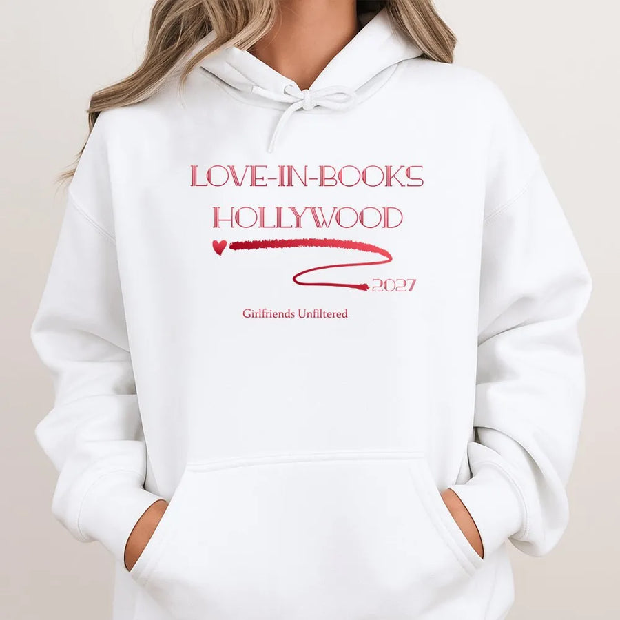 Love-In-Books Hollywood Hoodie | Aesthetic Reading Graphic Print | Soft Cotton-Blend Premium Apparel | Book Lover Gift Idea For Readers