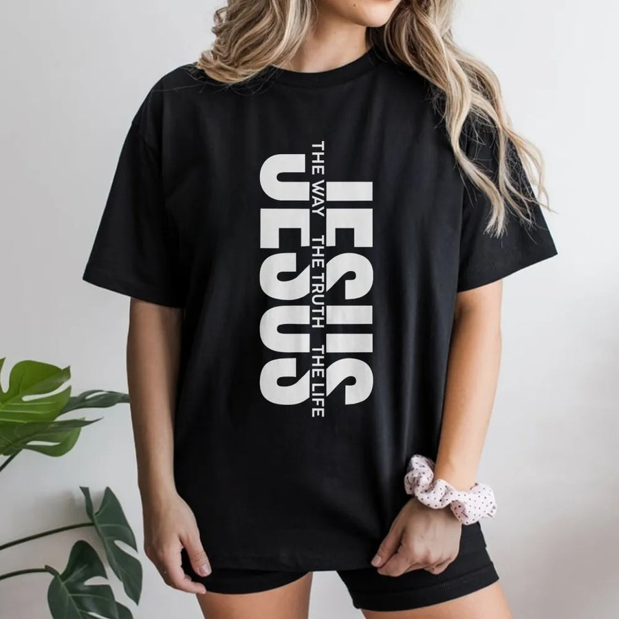 Jesus The Way The Truth The Life T-Shirt | Minimalist Faith Scripture Quote | Premium Cotton Religious Apparel | Christian Gift For Men Women