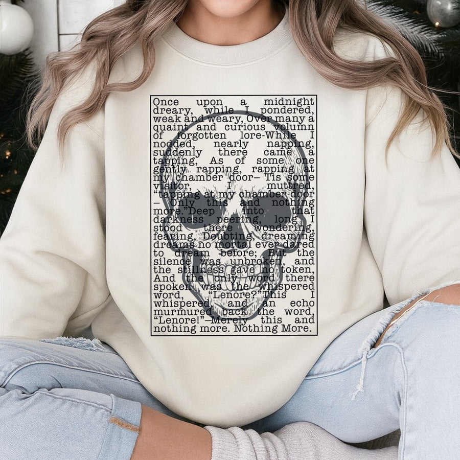 The Raven Poem Sweatshirt | Edgar Allan Poe Gothic Literature Graphic | Soft Cotton-Blend Crewneck | Literary Gift for Book Lovers & English Teachers