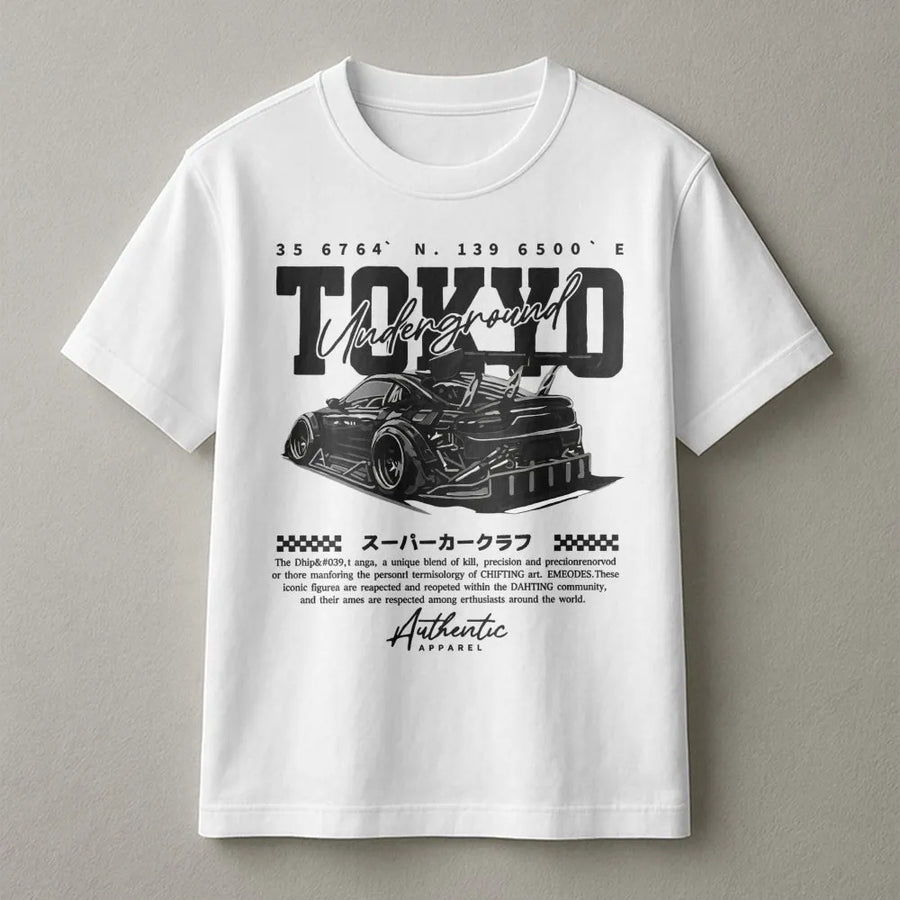 Tokyo Underground Drift Car T-Shirt | Japanese Street Racing Graphic | Premium Cotton Streetwear | Gift For JDM Car Enthusiasts