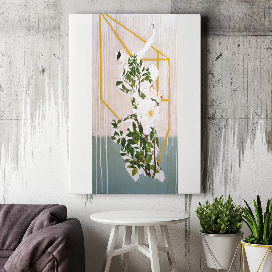 Surreal Botanical Canvas Print | Modern Sabine Woman Art with Floral Anatomy | Premium Gallery Wrapped Canvas | Collector's Contemporary Home Decor