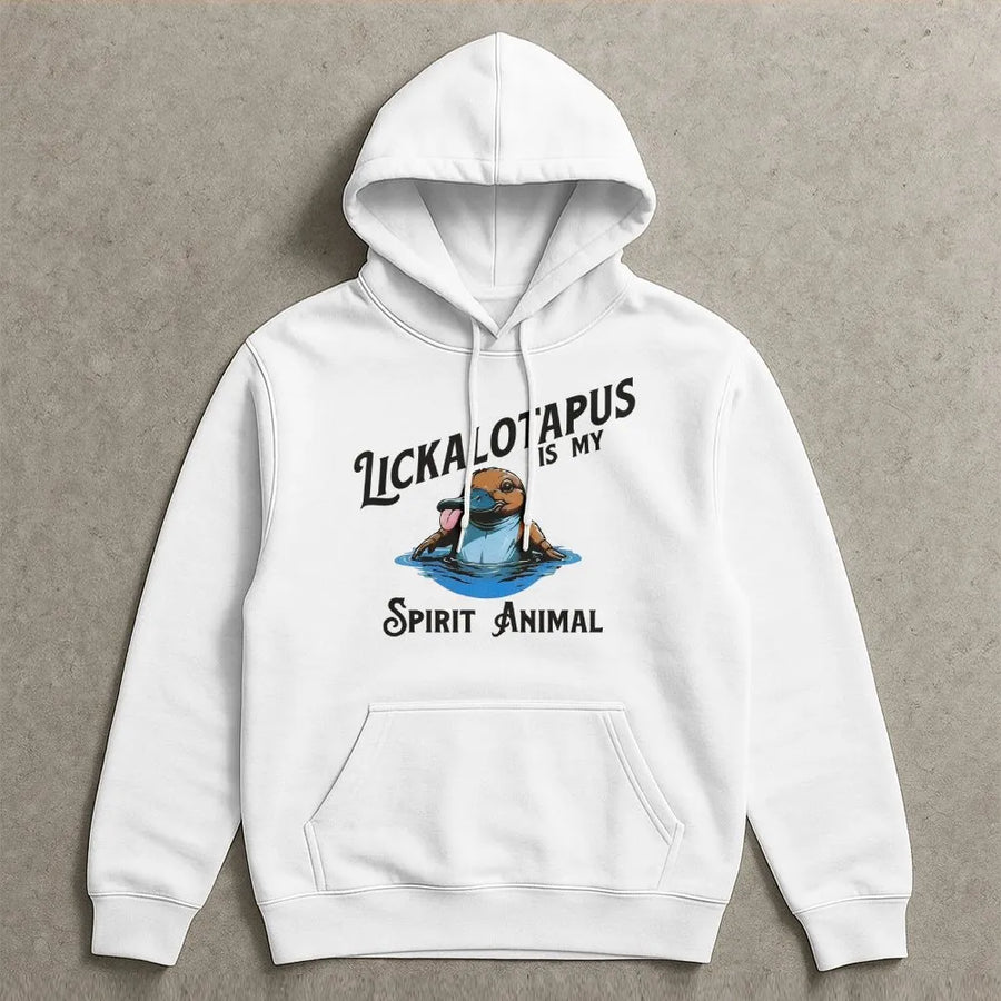 Lickalotapus Spirit Animal Hoodie | Funny Platypus Graphic | Premium Cotton Tee | Unique Novelty Gift for Men & Women