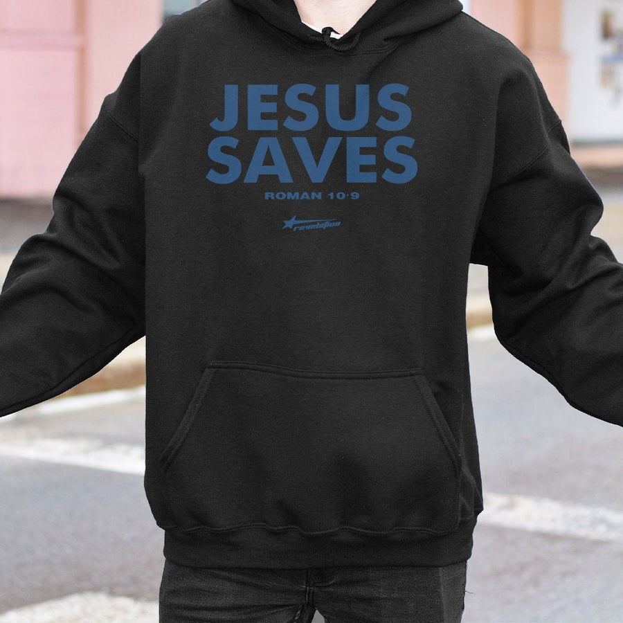 Jesus Saves Hoodie | Roman 10:9 Scripture Verse | Premium Cotton-Blend Christian Streetwear | Faith-Based Religious Apparel Gift for Men & Women