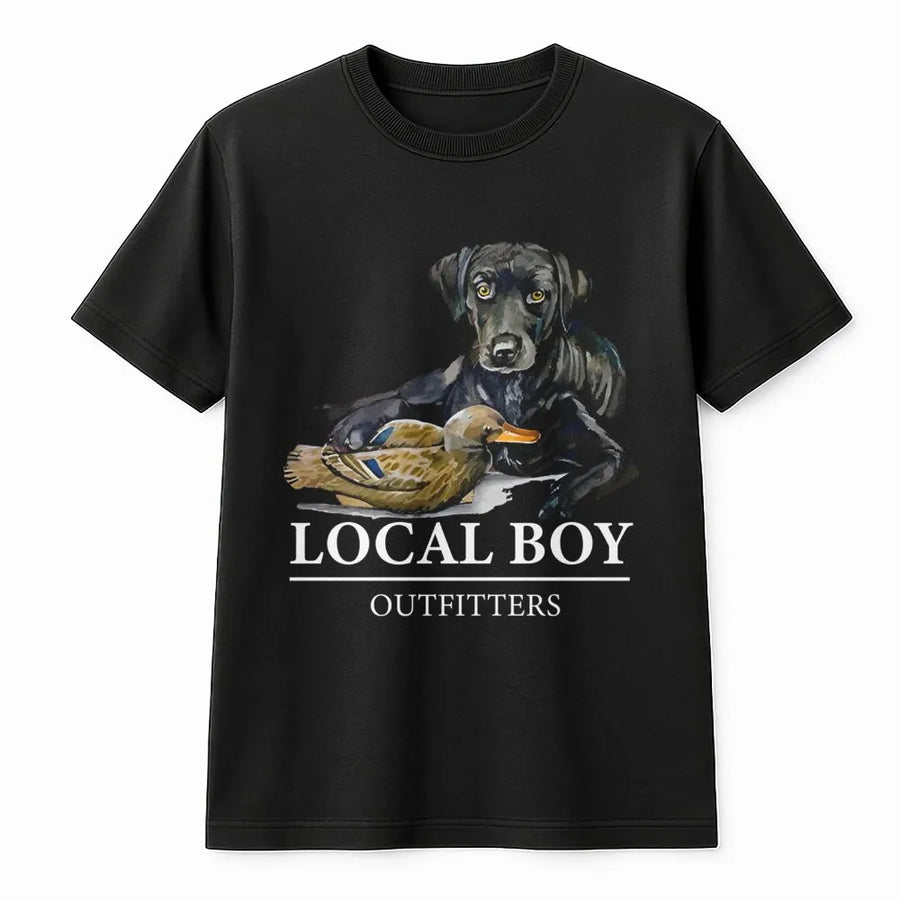 Black Labrador Duck Hunting T-Shirt | Vintage Retriever Dog Graphic | 100% Soft Cotton Premium Tee | Outdoor Gift For Hunters & Dog Lovers