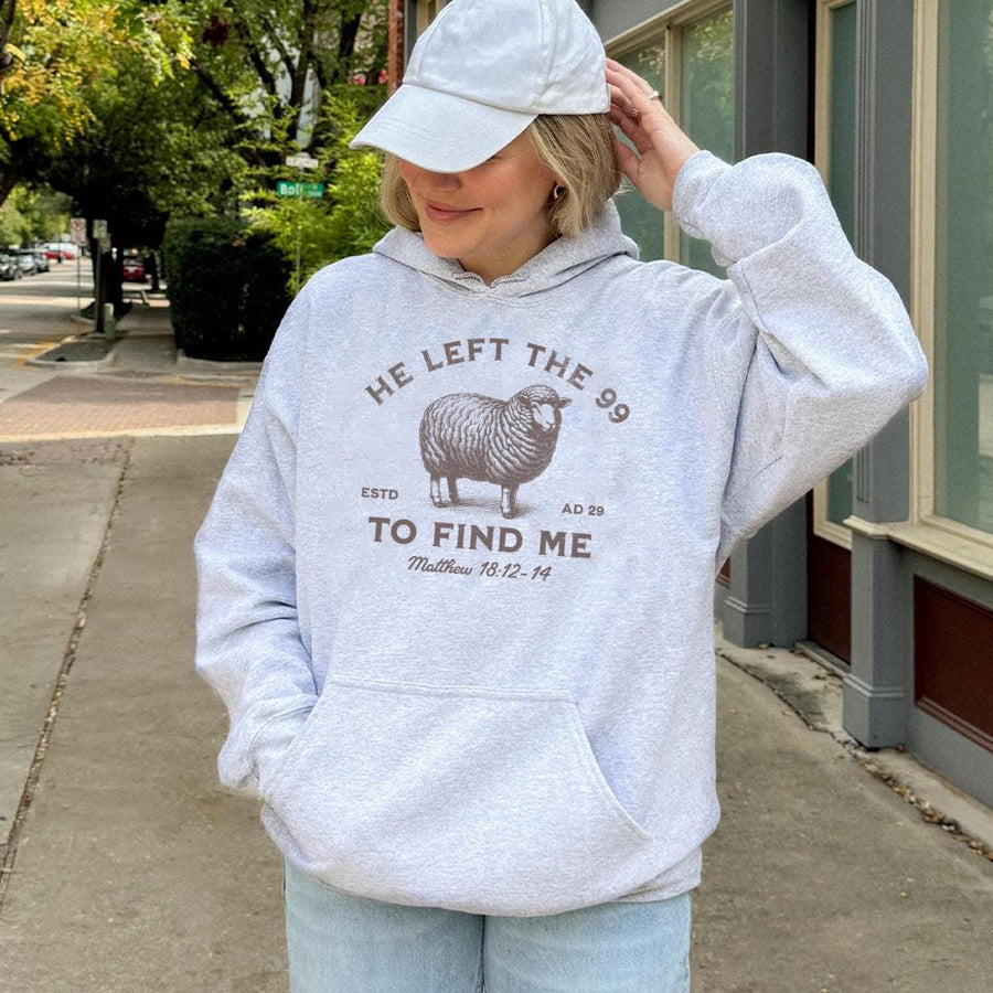 He Left The 99 To Find Me Hoodie | Matthew 18:12-14 Christian Bible Verse | Premium Cotton-Blend Graphic Pullover | Gift for Faith-Based Believers
