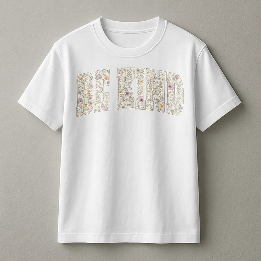 Be Kind T-Shirt | Aesthetic Wildflower Floral Print | Premium Soft Cotton Tee | Motivational Gift for Teachers & Women
