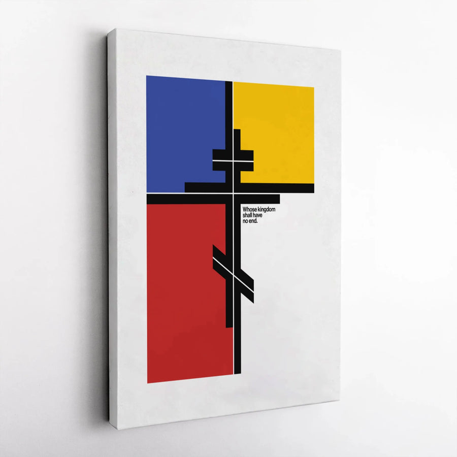 Orthodox Cross Wall Art | Minimalist Color Block Religious Print | Premium Gallery Wrap Canvas | Christian Home Decor Gift for Believers