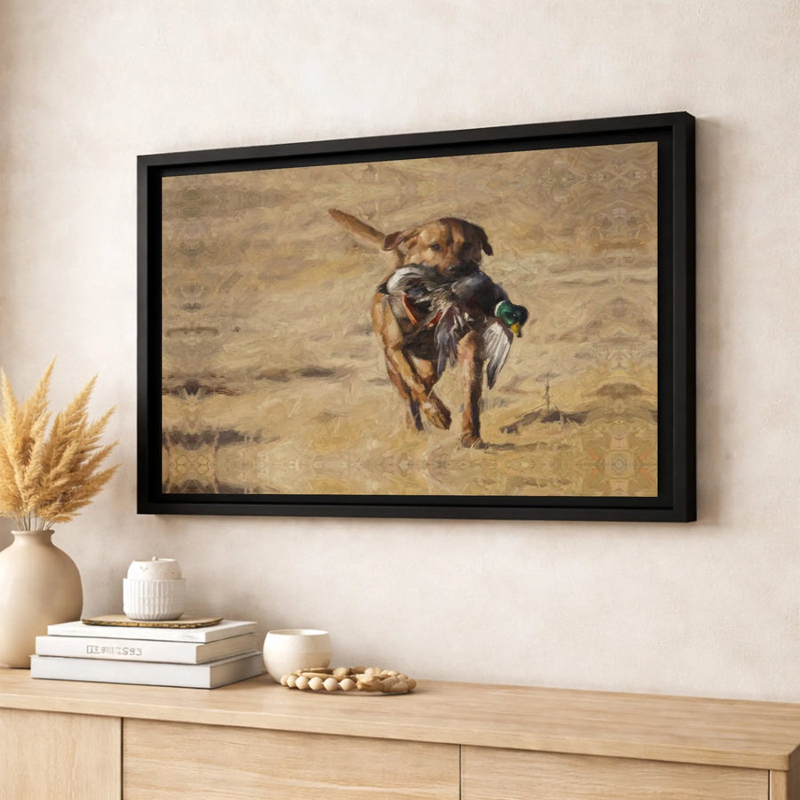 Labrador Retriever Canvas Wall Art | Hunting Dog With Mallard Duck Print | Premium Gallery Wrap 1.25" Profile | Rustic Wildlife Decor Gift For Hunters