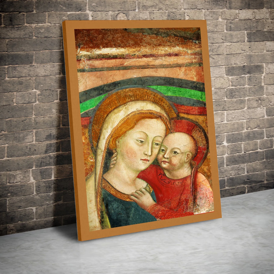 Madonna and Child Canvas Wall Art | Renaissance Religious Medieval Painting | Premium Gallery Wrapped Decor | Christian Home Gift for Believers