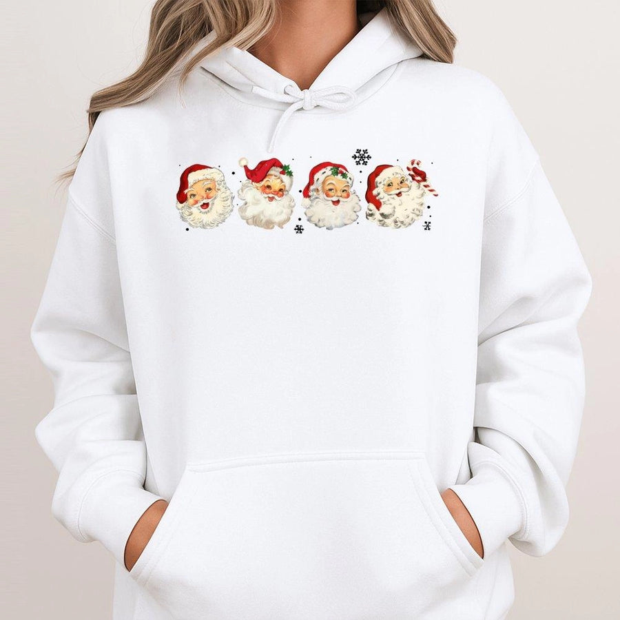 Retro Santa Hoodie | Vintage Christmas Graphic Sweatshirt | Premium Cotton Blend | Holiday Gift for Women and Men