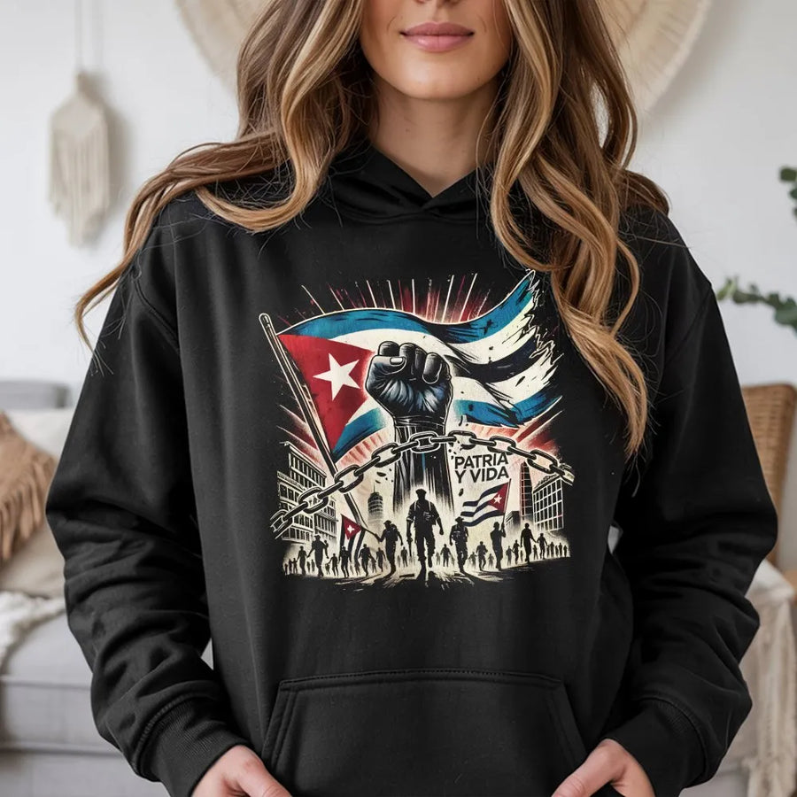 Patria y Vida Hoodie | Cuba Libre Freedom Graphic | Premium Cotton Blend | Patriotic Cuban Protest Gift