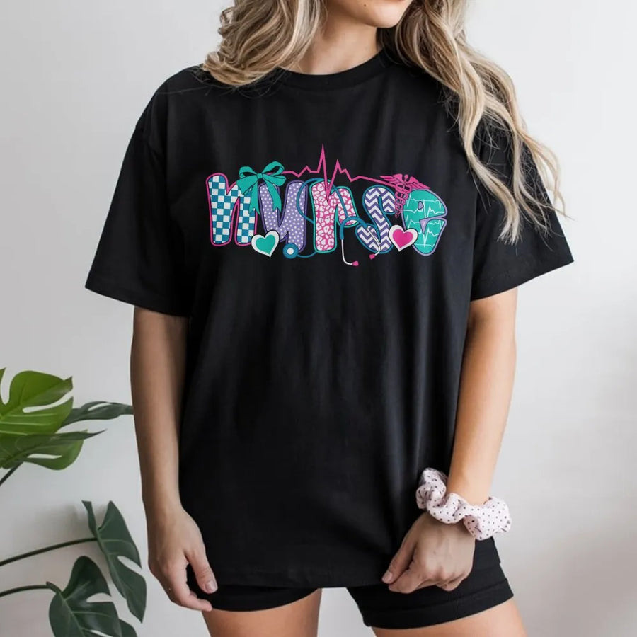 Nurse T-Shirt | Coquette Aesthetic Bow & Stethoscope Design | 100% Cotton Premium Comfort | Trendy Nursing Student Gift For RN CNA LPN