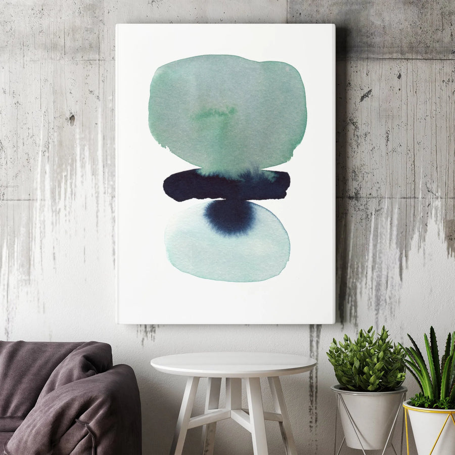 Abstract Zen Stones Vertical Canvas | Minimalist Watercolor Wall Art | Premium Gallery Wrapped Canvas | Modern Home & Office Decor Gift