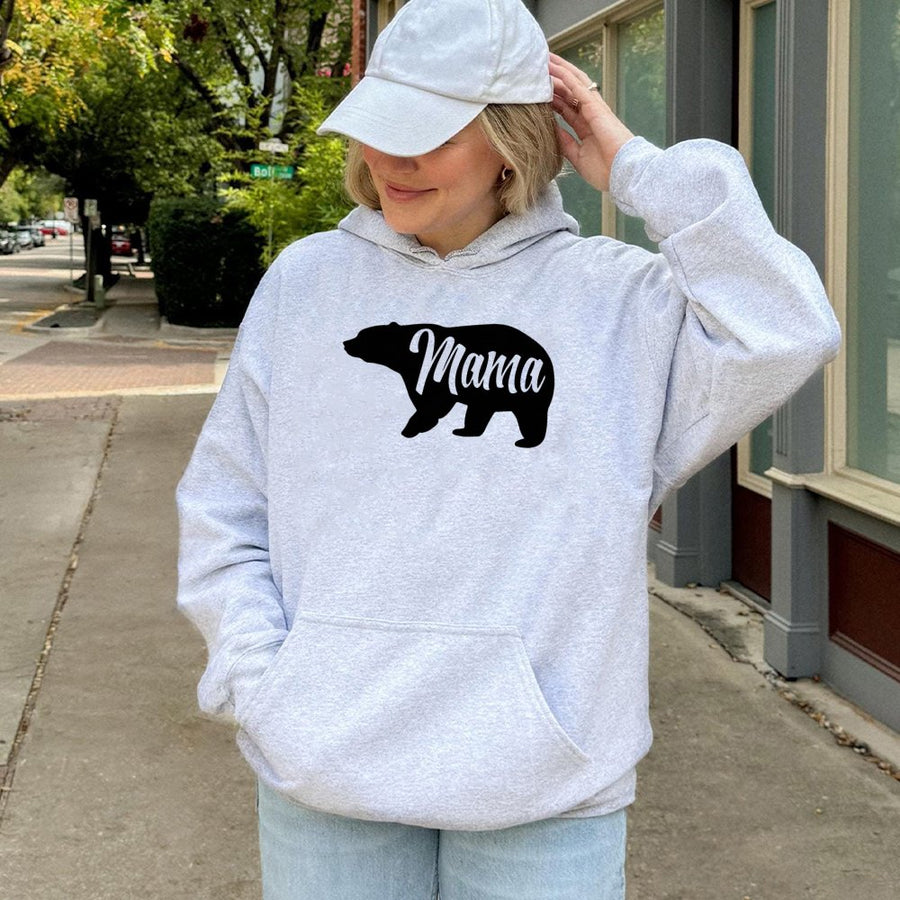 Mama Bear Hoodie | Cute Motherhood Graphic Pullover | Soft Cotton-Blend Premium Sweatshirt | Gift for Mom, New Mom or Birthday