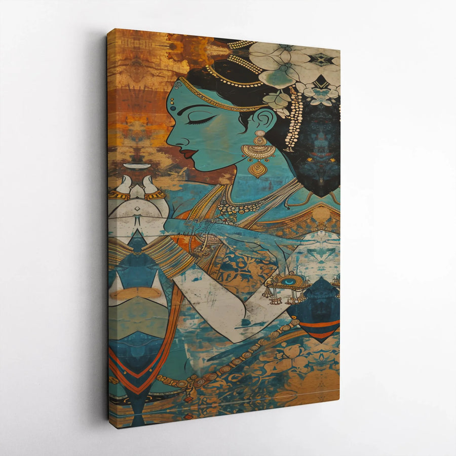 Indian Goddess Canvas Print | Traditional Portrait Wall Art | High-Quality Fade-Resistant Gallery Wrap | Cultural Home Decor Gift