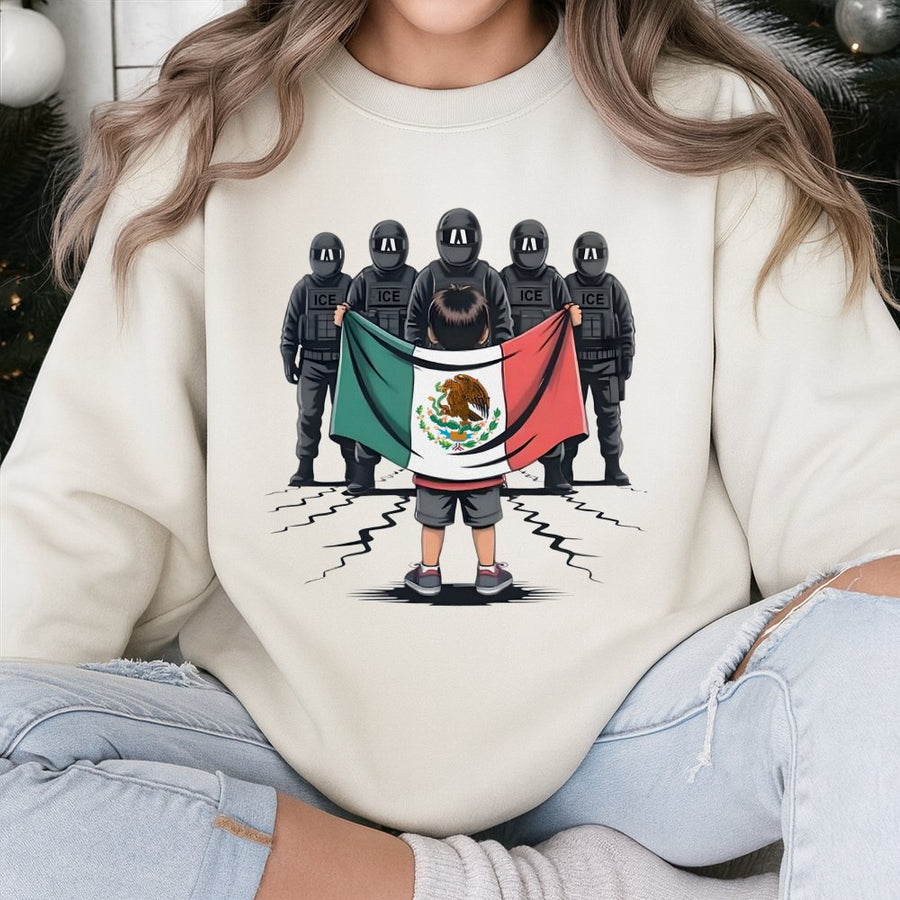 Immigrant Rights Sweatshirt | Mexican Flag Art Design | Premium Cotton Blend | Activist Apparel for Human Rights Supporters