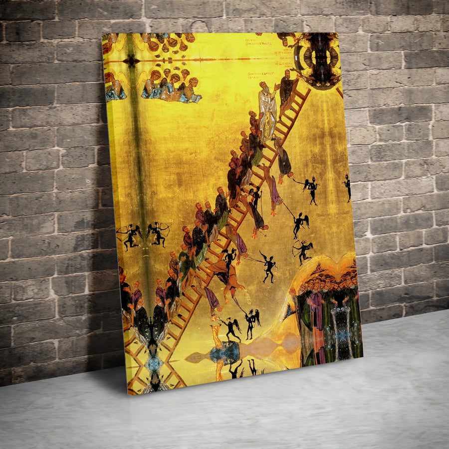 Ladder of Divine Ascent Canvas | Orthodox Christian Religious Wall Art | Premium Gallery Wrap Print | Faithful Home Decor Gift