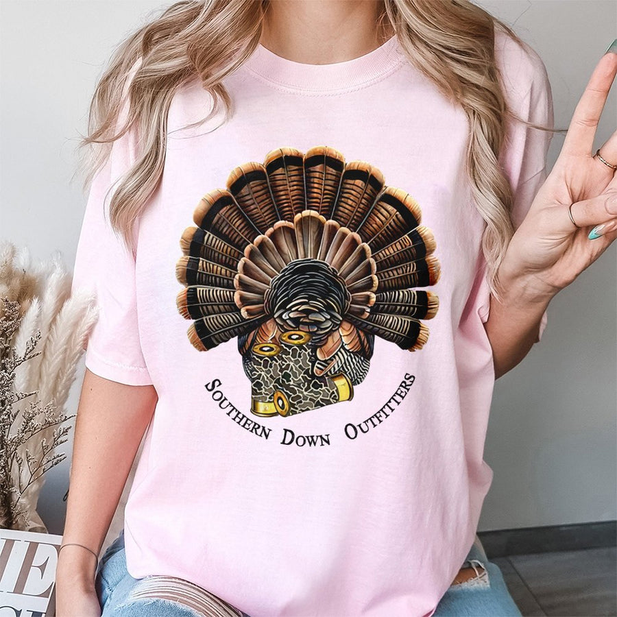 Turkey Hunting T-Shirt | Camo Fan Graphic Design | 100% Cotton Premium Quality | Gift for Hunters and Outdoorsmen