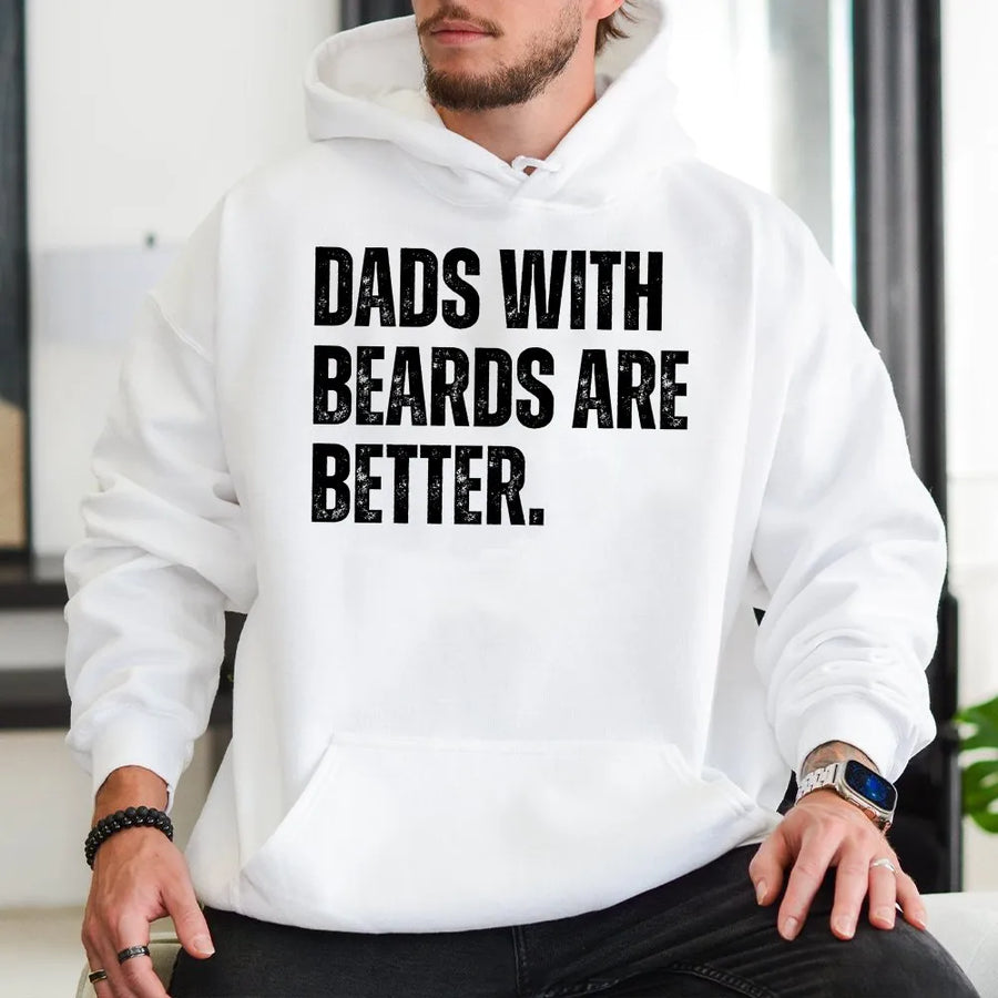 Bearded Dad Hoodie | Retro Varsity Text Graphic | Premium Cotton Blend | Funny Father's Day Gift for Men