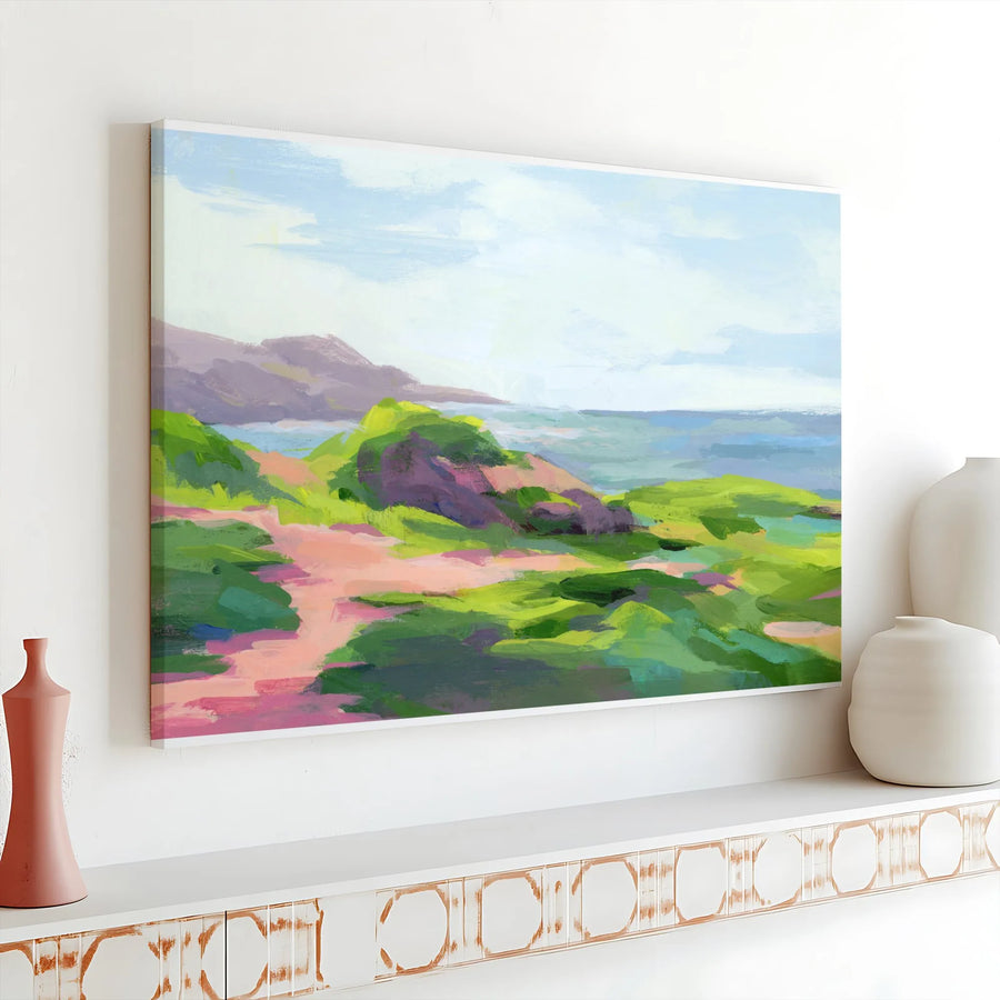 Coastal Landscape Canvas Art | Abstract Impressionist Painting Print | Premium Gallery Wrap Canvas | Living Room & Bedroom Wall Decor
