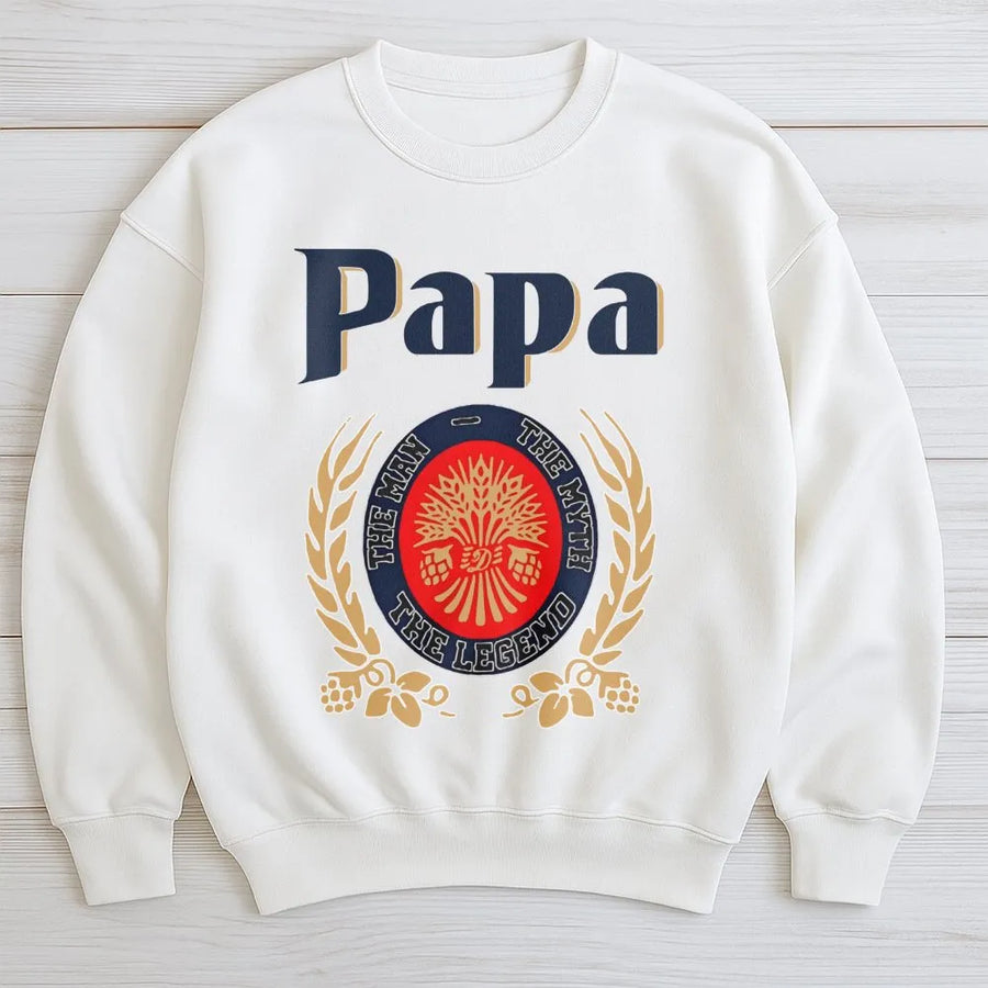 Papa The Man The Myth The Legend Sweatshirt | Vintage Crest Father's Day 2026 Graphic | Premium Cotton Blend | Gift for Dad or Grandpa