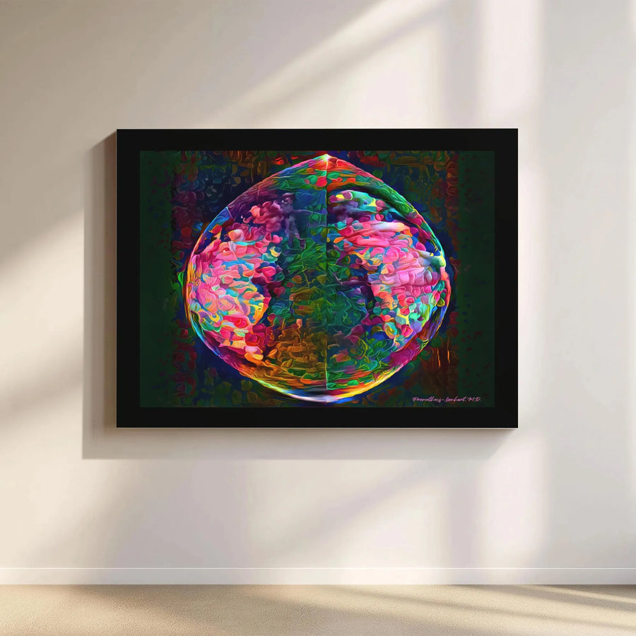 Psychedelic Globe Canvas Wall Art | Colorful Abstract Planet Print | Premium Gallery-Wrapped Decor | Modern Home Office Gift