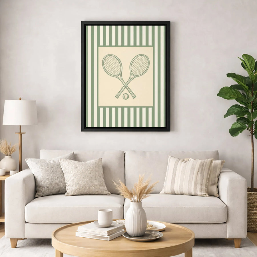 Tennis Racket Wall Art | Vintage Sport Crossed Rackets Canvas | Premium Fade-Resistant Decor | Gift for Tennis Player and Sports Fan