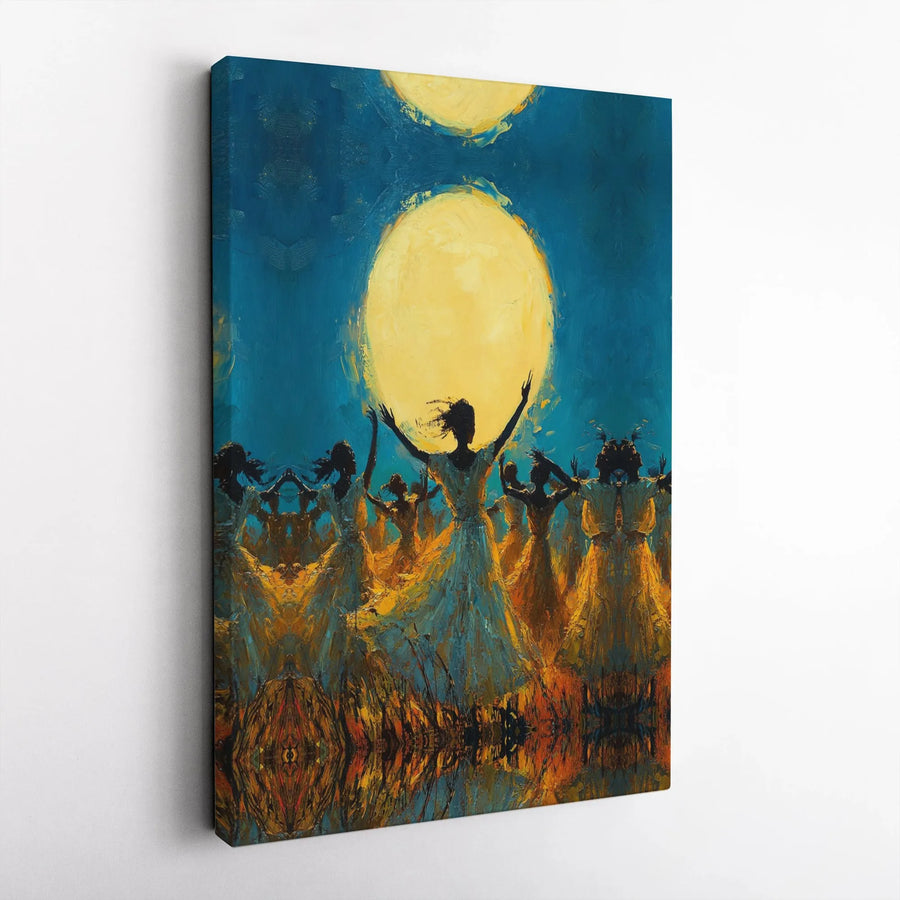 Moon Dance Canvas Wall Art | Impressionist Spiritual Dance Painting | Premium Gallery Wrapped Canvas | Boho Feminine Home Decor Gift
