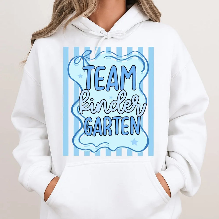 Team Kindergarten Hoodie | Cute Back to School Grade Level Shirt | Soft Cotton Blend | First Day of School Gift for Teachers