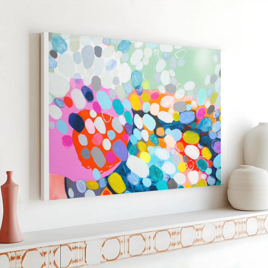 Abstract Colorful Canvas Wall Art | Joyful Bubble Painting Print | Premium Fade-Resistant Canvas | Modern Home & Office Decor Gift