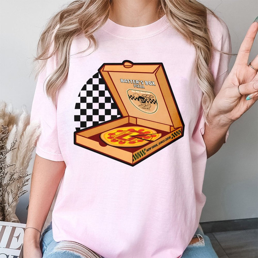 Pizza Delivery T-Shirt | Batter's Box Baseball Graphic Tee | Premium Cotton Casual Top | Unique Foodie & Sports Lover Gift for Men Women