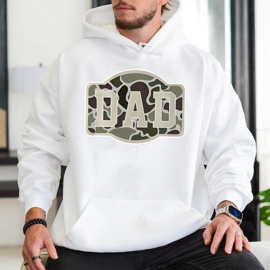 Dad Camo Hoodie | Woodland Military Print Graphic | Premium Soft Cotton Blend | Father's Day 2026 Gift For Men