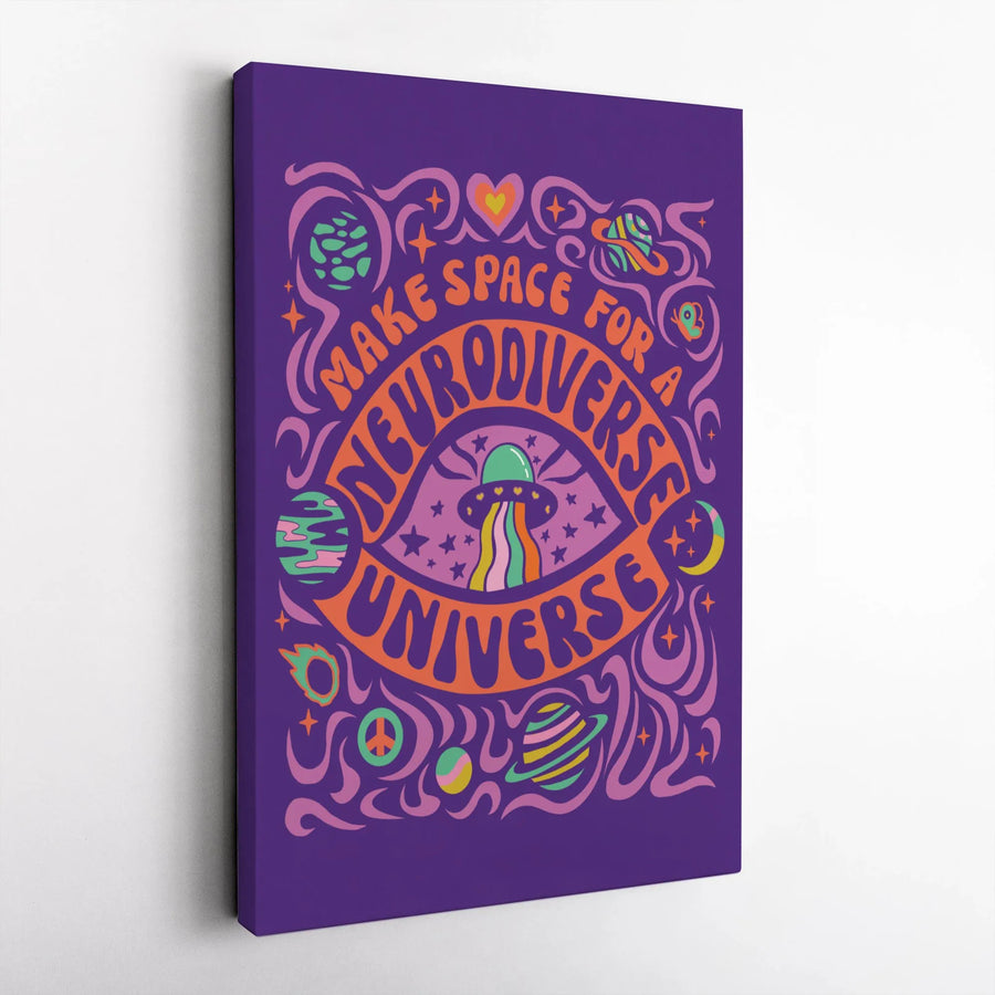 Neurodiverse Universe Canvas Wall Art | Psychedelic Space Galaxy Print | Premium Gallery-Wrapped 1.25" Profile | Neurodivergent Advocacy Home Decor Gift