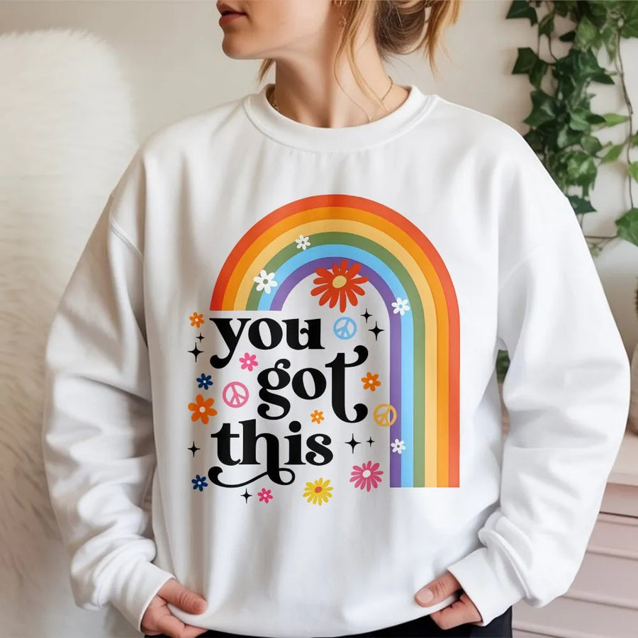Teacher Test Day Sweatshirt | Retro Rainbow You Got This Design | Soft Cotton Blend | Testing Season Teacher Gift