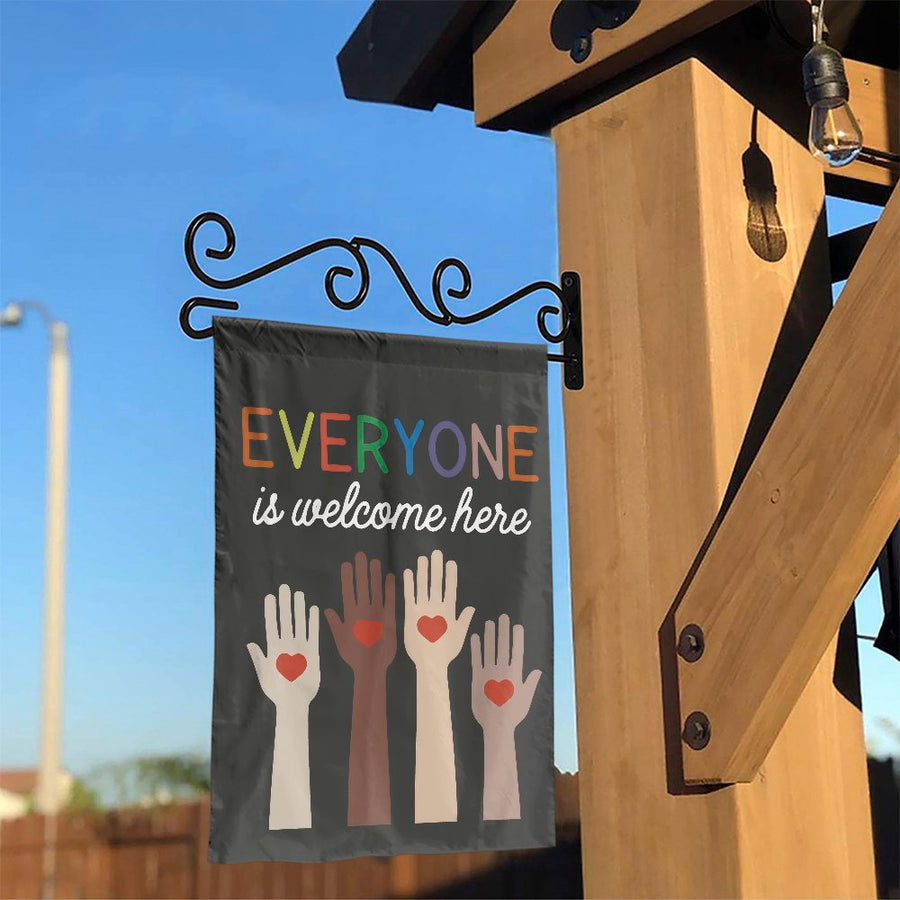Everyone Is Welcome Here Garden Flag | Inclusive Diversity Yard Banner | Premium Weather-Resistant Polyester | Equality Home Decor Gift