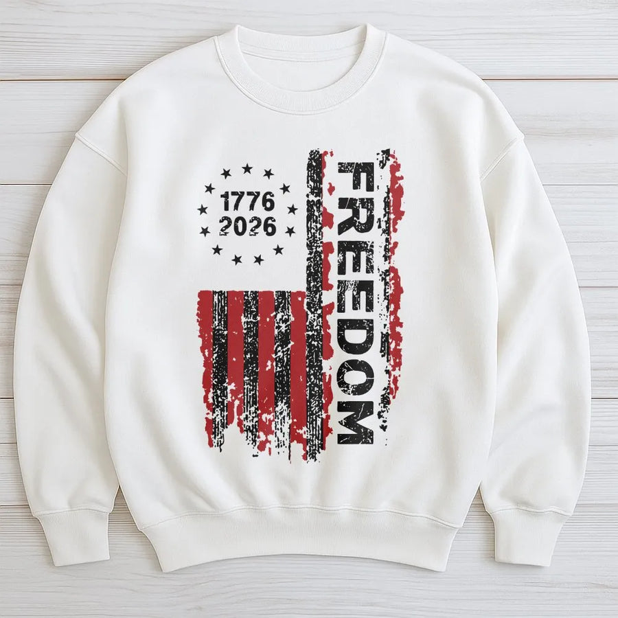 USA 250th Anniversary Sweatshirt | Distressed Freedom Flag Graphic | Premium Cotton | Commemorative 1776-2026 Patriotic Gift for Men and Women