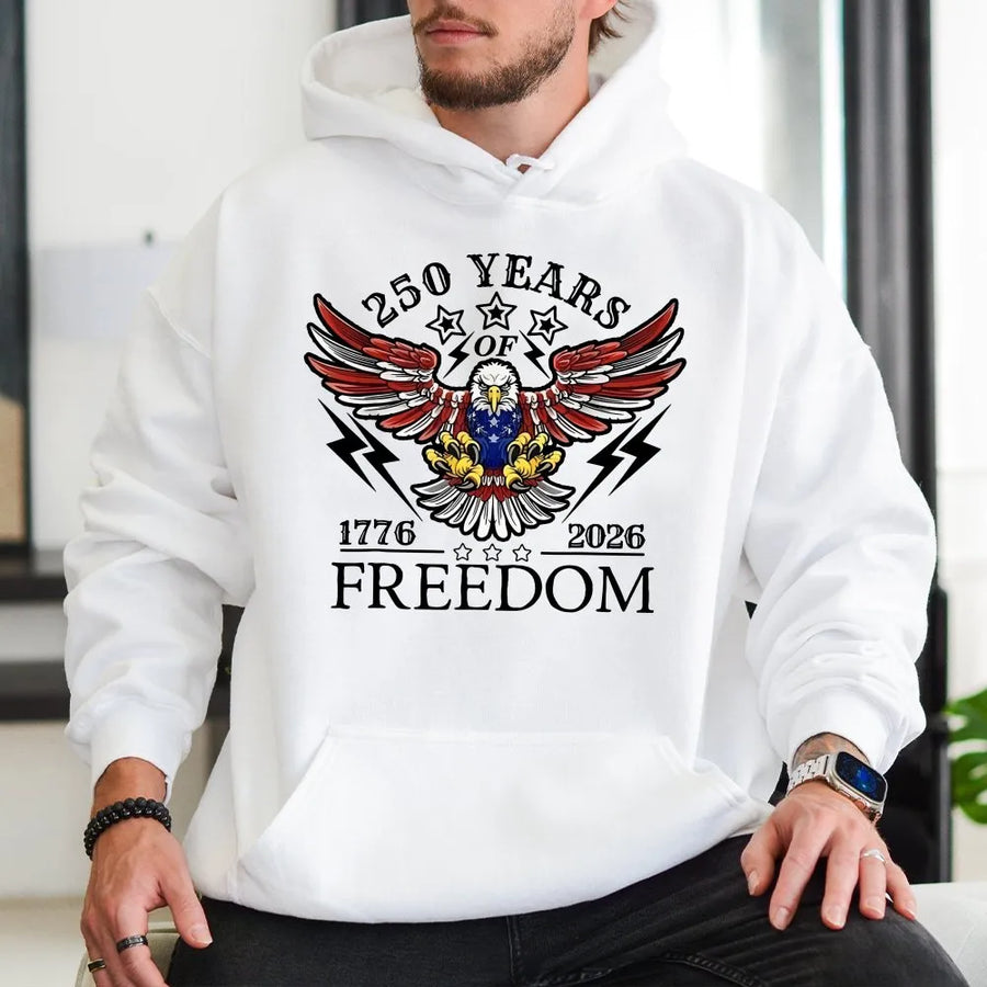Patriotic 250th Anniversary Hoodie | American Eagle US Flag Design | Soft Cotton | Commemorative 1776-2026 Gift for Patriot