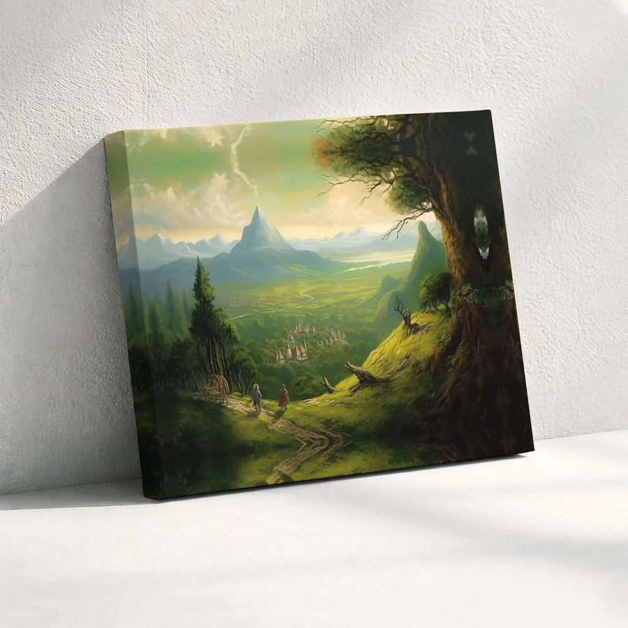 Fantasy Landscape Canvas Wall Art | Mountain Village Adventure Print | Premium Gallery-Wrapped Decor | Gift For Fantasy Lovers