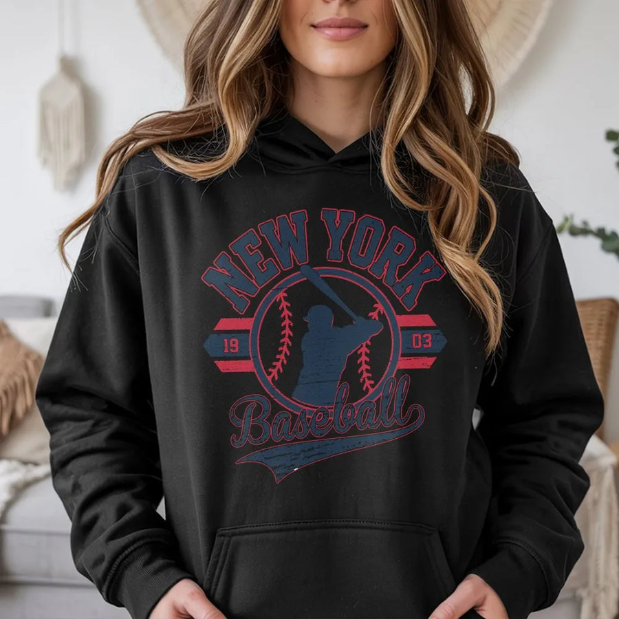 New York Baseball Hoodie | Vintage 1903 Distressed Graphic | Premium Cotton Blend | Gift for NY Sports Fan Men & Women