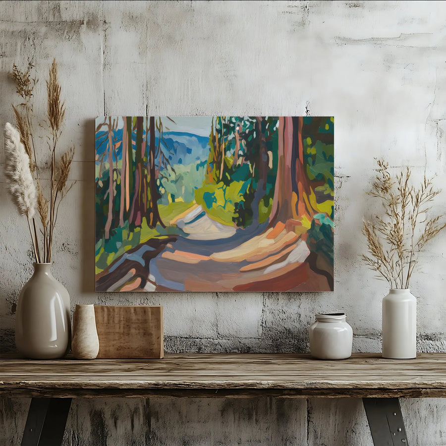 Forest Landscape Canvas Print | Sunlit Woodland Path Wall Art | Premium Gallery-Wrapped 1.25" Profile | Nature Home Decor Gift