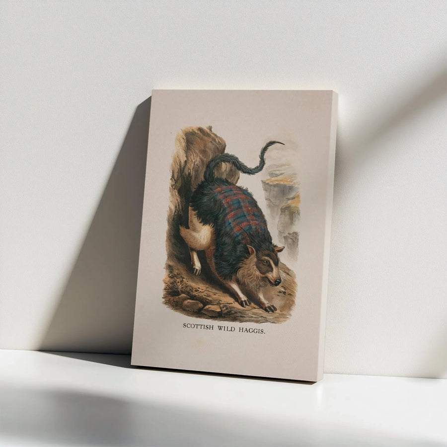 Scottish Wild Haggis Wall Art | Vintage Zoological Illustration Print | Premium Gallery Wrap Canvas | Unique Gift for Scotland Lovers