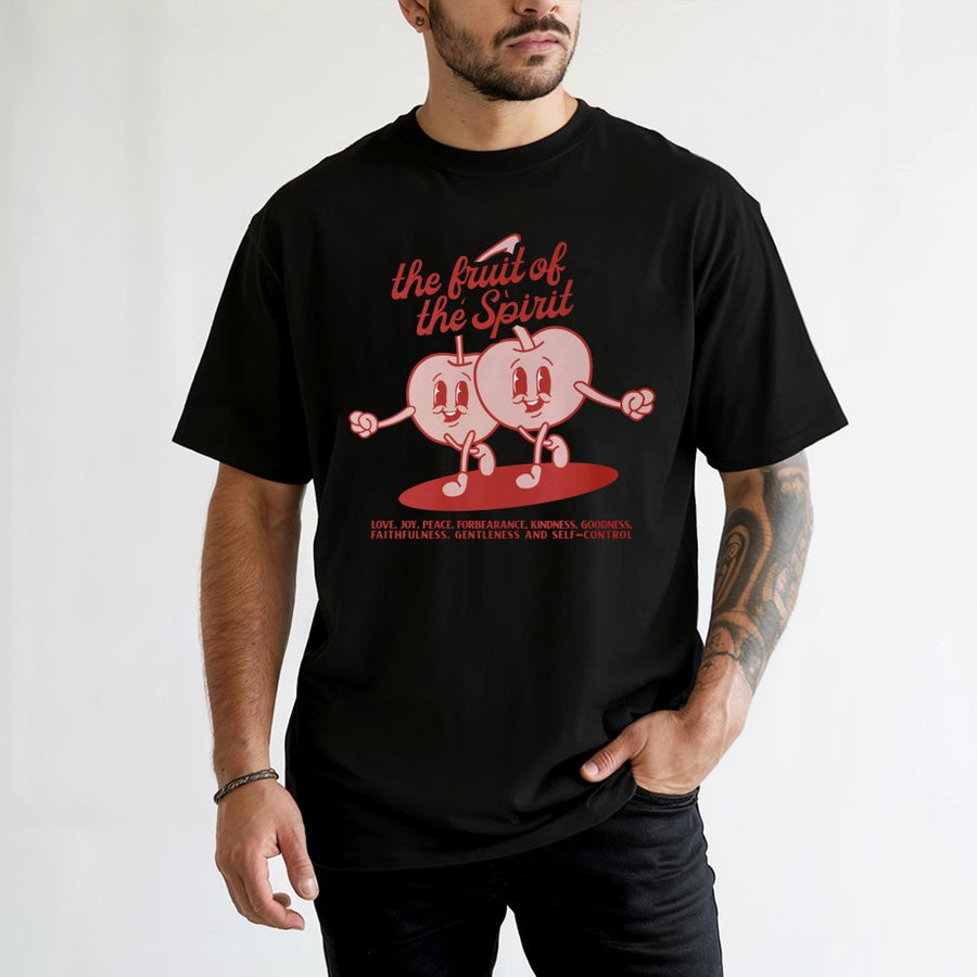 Fruit of the Spirit T-Shirt | Retro Cartoon Aesthetic Christian Design | 100% Cotton Premium Apparel | Faith-Based Gift for Men and Women